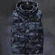 Plus Size L-7XL Autumn Winter Men Vest Hooded New Casual Sleeveless Jackets For Men Warm Parkas blue 4XL