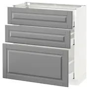 METOD base cabinet with 3 drawers, white Maximera/Bodbyn grey, 80x37x80 cm