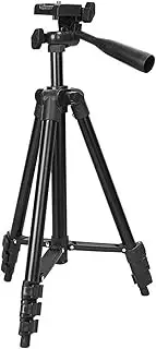 zolyet Lightweight Tripod Adjustable 5 Levels of Height with Head Quick Release Plate for Photography Live Streaming Selfie 110CM Black