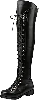 [Generic] Knee High Boots for Women with Laces Thic Heeled Lace Up Platform Boots Boots Boots High Heeled Women's Women's Boots Women's Thigh High Boots