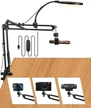 Upgrade Overhead Camera Phone Mount, Ring Light Phone Stand for Recording, Flexible Overhead Desk Tripod for Photography/Makeup/Nail/Live Stream Video/YouTub/Zoom Meeting
