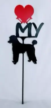Poodle Love (heart) Yard Sign Metal Silhouette Made in the USA