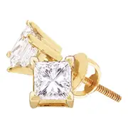 14k Yellow Gold Princess Diamond Supreme Solitaire Earrings 1/2 Cttw (Certified)