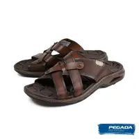 在飛比找momo購物網優惠-【PEGADA】百搭舒適交叉真皮拖鞋 棕色(133202-B