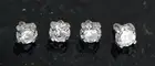 4 Pc 3mm Clear CZ Bling Sparkle Prong Set Gem Dermal Anchors Heads Top 14g