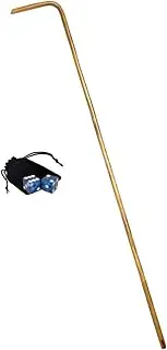 36" Inch Rattan Craps Dealer Dice Stick + Selected Las Vegas Casino Authentic Dice Pair + Dice Pouch (Flamingo Blue Polished)