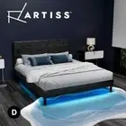 Artiss Bed Frame Double Size RGB LED Mattress Base Wooden Platform Black RAVI