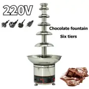 New Celebration Party Wedding Heating Chocolate Fountain Machine 6 Tiers Fondue