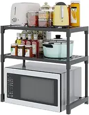 HPAMR 2-Layer Microwave Oven Rack, Stainless Steel Heavy Duty Shelving Units and Storage, Utility Kitchen Countertop Utensils and Cutlery Organizer Rack For Kitchen Garage Laundry Bathroom Pantry