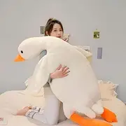 Giant Goose Plushies Fat Body Stuffed Animal White Duck Plush Pillow Throw Pillow for Bedtime Room Decor Home Decoration (51inch/130cm)