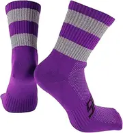 [X AUTOHAUX] Cycling Socks Anti-Friction l Outdoor Bike Socks Purple,Grey Unsex 1 Pair Color Matching Reflective
