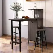 NNECW 3 Pieces Bar Table & Chair Set with 6-Bottle Wine Racks for Dining Room