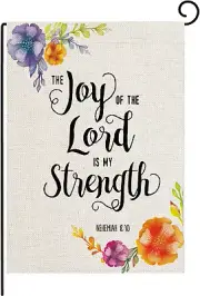 Biblical Quotes Garden Flag Vertical Double Sized,Joy of the Lord Is My Strength
