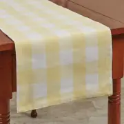 Wicklow Yellow White Check Woven Cotton Backed Country Farmhouse Table Runner