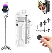 Pocketflex Mini Tripod,Pocketflex Mini Tripod Razunoth,Tripod JJ02 Pocketflex,Razunoth Tripod Mini JJ02,Mini Selfie Stick Tripod with Remote,One-Touch Push Button Switch, 360° Rotation (A)