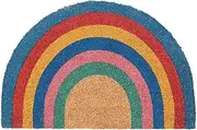 Nicola Spring Half Moon Coir Door Mats - 60 x 40cm - Rainbow Pastel - Pack of 2 - Decorative Indoor Front Door Floor Mat Entry Dirt Trapper Rug Outdoor Boot Scraper Non Slip Backing Doormat
