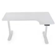 FORTIA L-Shape Standing Desk, 1450W x 600D x 850D, Dual Motor, 80kg Load, Sit to Stand Up Electric Height Adjustable, Right-Hand Sided, White/White Frame