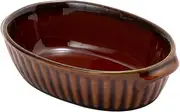 TAMAKI T-763049 Gratin Dish, Gathered, Brown, Diameter 7.3 x Depth 4.6 x Height 1.9 inches (18.5 x 11.7 x 4.8 cm), 16.9 fl oz (480 ml), Microwave, Dishwasher and Oven Safe