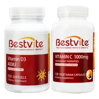 在飛比找PChome24h購物優惠-【BestVite】必賜力維他命D3+左旋維他命C-1000