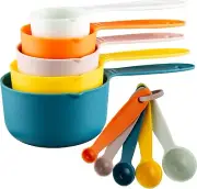 Colorful Measuring Plastic Cups and Spoons Set of 10 for Baking Kitchen,BPA Free
