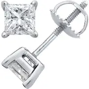 Platinum Princess-Cut Diamond Stud Earrings