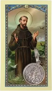 Candy Creations On Cloud 9 St. Francis Protect My Pet Pewter Medal with Laminated Prayer Card | Catholic Pet Collar Charm Tag