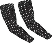 [HOPWODE] White Dot Pattern Adult Ice Silk Arm Sleeves White Arm Sleeves Thumbhole Cooling Sleeves Outdoor Supplies, Black