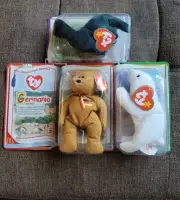 RARE TY BEANIE GERMANIA THE BEAR~CHILLY~BRONTY INTERNATIONAL BEARS II MCDONALDS