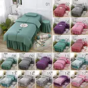 Soft Padded Beauty Massage Bed Full Cover Table Sheet w Hole SPA Bed Cover Skirt