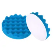2pcs Buffing Sponge Pads 6" Polishing Wheel Waffle Finishing Grip Pad, Blue