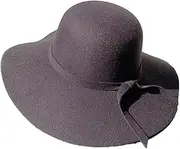 [Generic] Women Dome Fedora Hat Classic Hepburn-Style Big Wide Brim Party Hat Large Brim Sun-Protection Hats