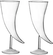 BEBEMOKO 2Pcs Moon Cocktail Glass Goblets Transparent Creative Design for Home Bar Parties Restaurants Food Grade Safety Glass and Elegant Drinking Cups