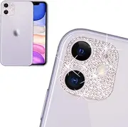 Rear Camera Decorations for iPhone 11/12 mini 3D Bling Bling Diamond Lens Protective with Flash Hole Ring Anti-Fall Decorate Crystal Rhinstone Sticker iPhone11 /12 Mini Protector Cover Silver