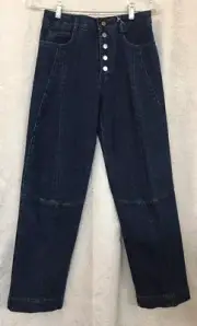Stella Mccartney Jeans Dark Blue Wash Snap Up Front High Rise Size 25 Nwt