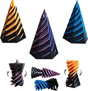 PowerTRC 3D Printed Impossible Pyramid Passthrough Toy Set of 3 (2.5 Inch) – Optical Illusion Desk Toy, Fidget Display, Conversation Piece, Office Decor, Orange, Blue, Tri-Color Red Blue Green