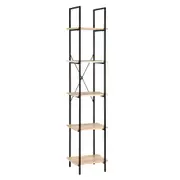 Design Square Randy 5-Tier Narrow Bookcase Display Shelf - Oak/Black