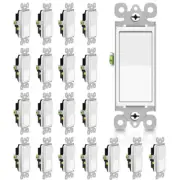 20x 3Way Light Switch,15A 120/277V,On/Off Rocker Paddle Interrupter,UL/CUL,White
