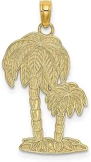 [JewelryWeb] 14.1mm Gold 2 d Textured Double Palm Trees Charm
