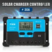 30A Solar Charge Controller 12V 24V Lithium Battery Panel Regulator Dual USB LCD