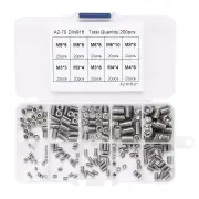 200pcs 304 Stainless Steel Set Screw M3 M4 M5 M6 M8 Allen Head Socket Hex Grub Screw Set Cup Point Assortment Kit Metric