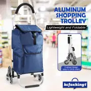 Aluminium Foldable Shopping Cart Trolley Grocery Storage Luggage Bag Basket 45L