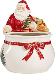 [Spode] Christmas Tree Candy Bowl - 7.5-Inch Earthenware Bowl for Candy, Nuts, Potpourri, Holiday Decor - Food-Safe Decorative Design with Santa and Tree Motif -, Festive Tabletop Accent