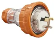 Clipsal STRAIGHT PLUG 10A 250V 1Phase 2xFlat & 1xRound Earth Pin,Electric Orange