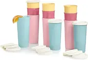 [Tupperware] Tumbler Set - 24 Count - Dishwasher Safe & BPA Free (12 Tumblers + 12 Lids, 16 fl oz each)