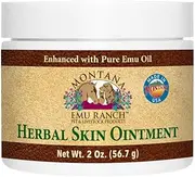 [Montana Emu Ranch] Herbal Skin Ointment - 2 Ounce Jar - for Pet and Livestock - Made with Pure Emu Oil