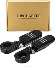 JUNJUMOTO Streamliner Highway Pegs Footpegs and CNC Mount Kit Fit for Harley Sportster Softail Dyna Road King Road Glide Street Glide with 1 1/4 Engine Guard (Black,Style A)