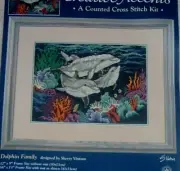 Vintage Dimensions "Dolphin Family" Counted Cross Stitch Kit Ocean Coral Reef