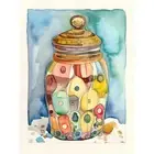 Glass Cookie Jar With Sweets Modern Folk Art Canvas Poster Print Picture Art