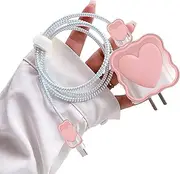 Case Cute Cable Protector for iPhone Charger Phone Wire Saver for iPhone 11 12 13 14 15 16 Pro Max Plus Charger 18W 20W (Pink)