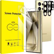 [2+2] 2 Pack Hydrogel TPU Screen Protector + 2 Pack 3D Camera Lens for Samsung Galaxy S24 Plus